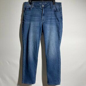 Old Navy Womens Blue Denim Whisker Stretch High Rise Wow Straight Jeans Size 16